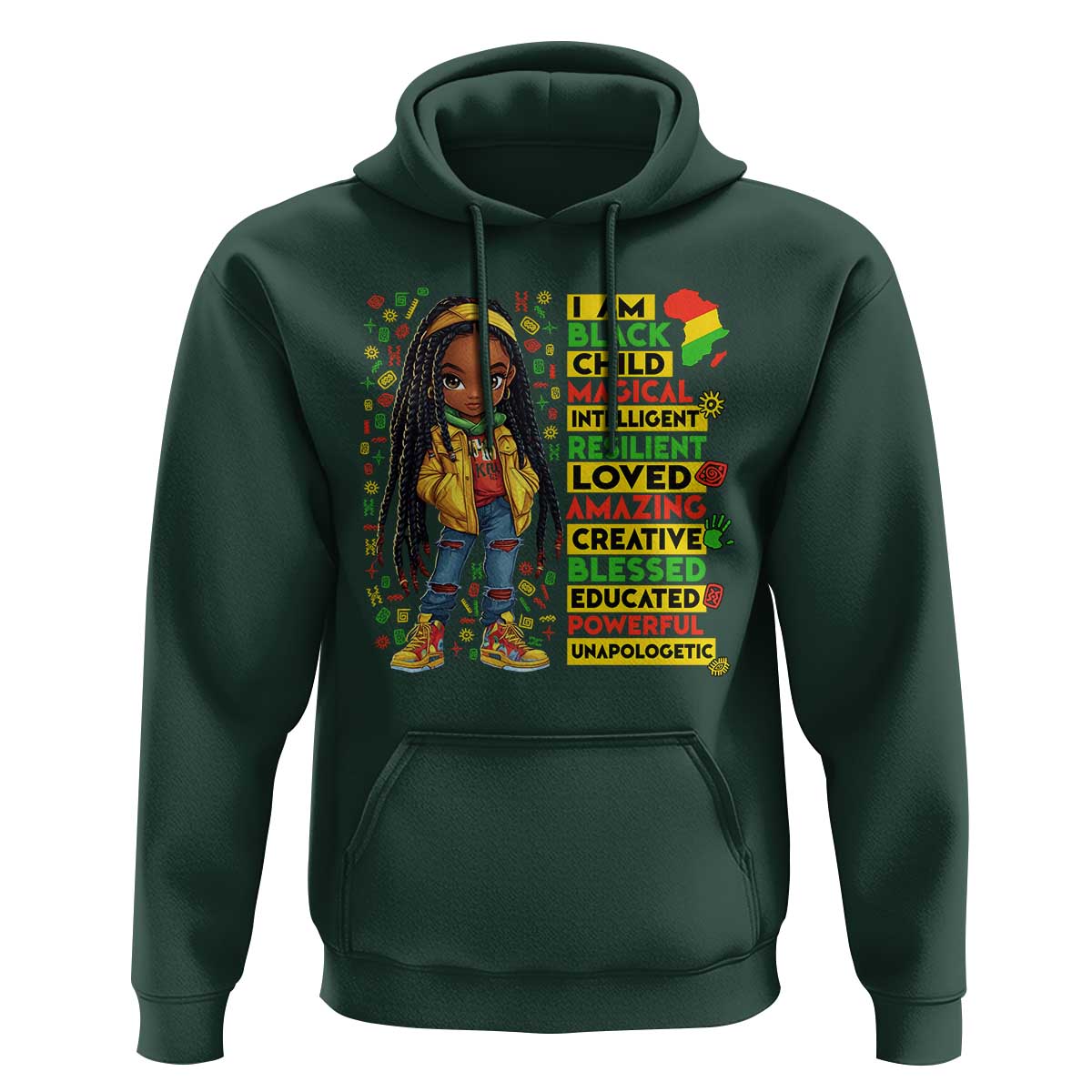 I Am Black Child Hoodie Locd Girl African American Pride Black History Month