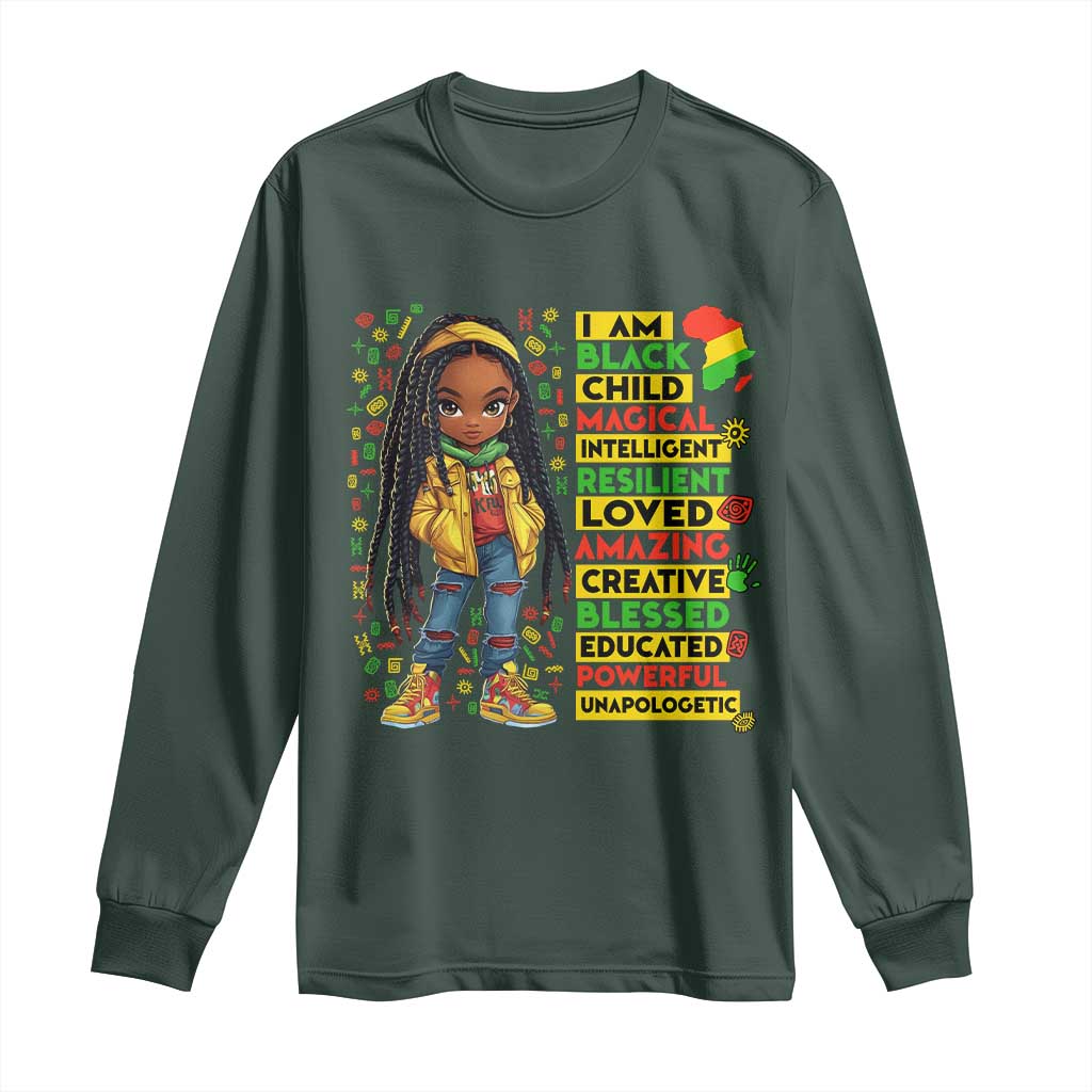 I Am Black Child Long Sleeve Shirt Locd Girl African American Pride Black History Month