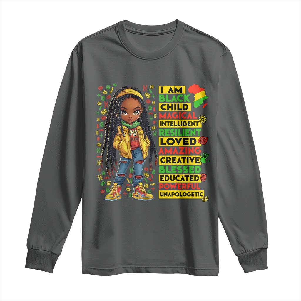 I Am Black Child Long Sleeve Shirt Locd Girl African American Pride Black History Month