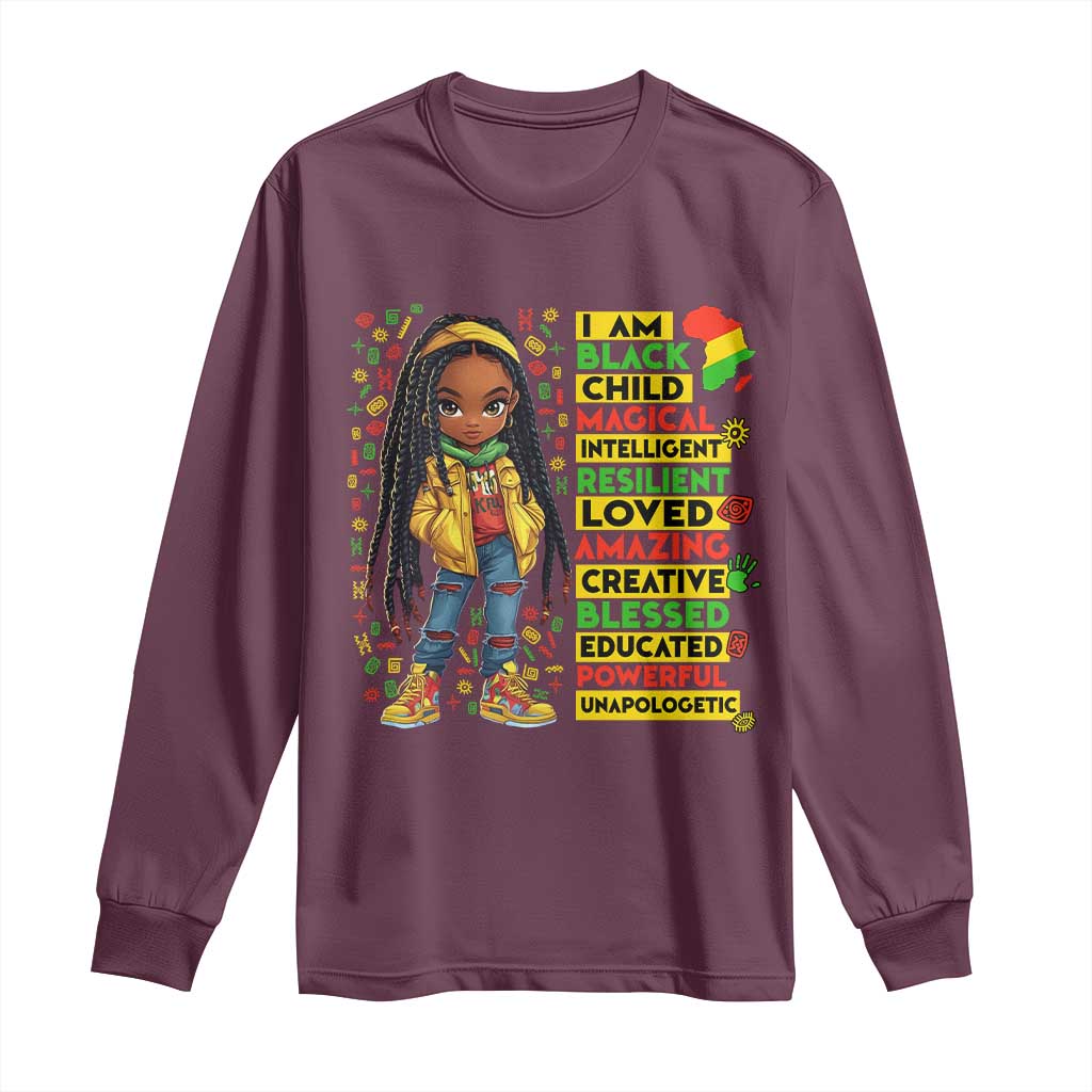 I Am Black Child Long Sleeve Shirt Locd Girl African American Pride Black History Month
