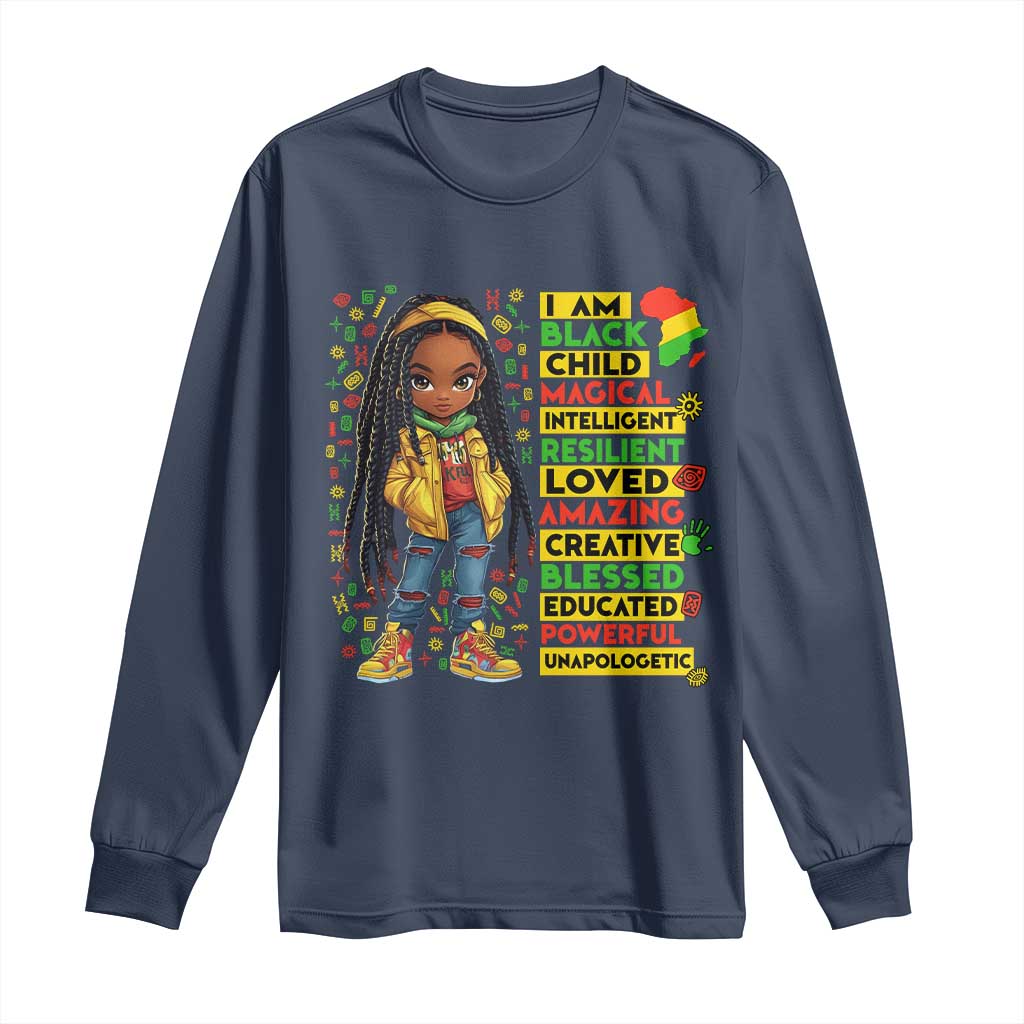 I Am Black Child Long Sleeve Shirt Locd Girl African American Pride Black History Month