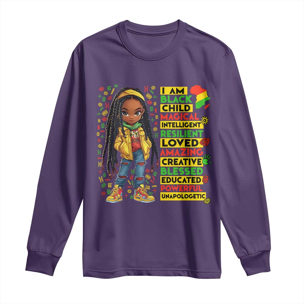 I Am Black Child Long Sleeve Shirt Locd Girl African American Pride Black History Month
