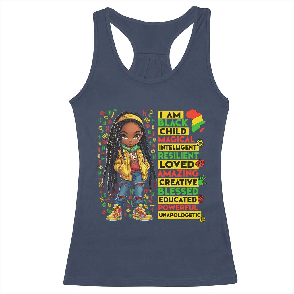 I Am Black Child Racerback Tank Top Locd Girl African American Pride Black History Month
