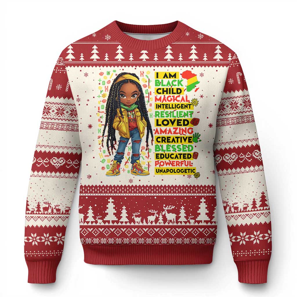 I Am Black Child Knitted Sweatshirt Locd Girl African American Pride Black History Month