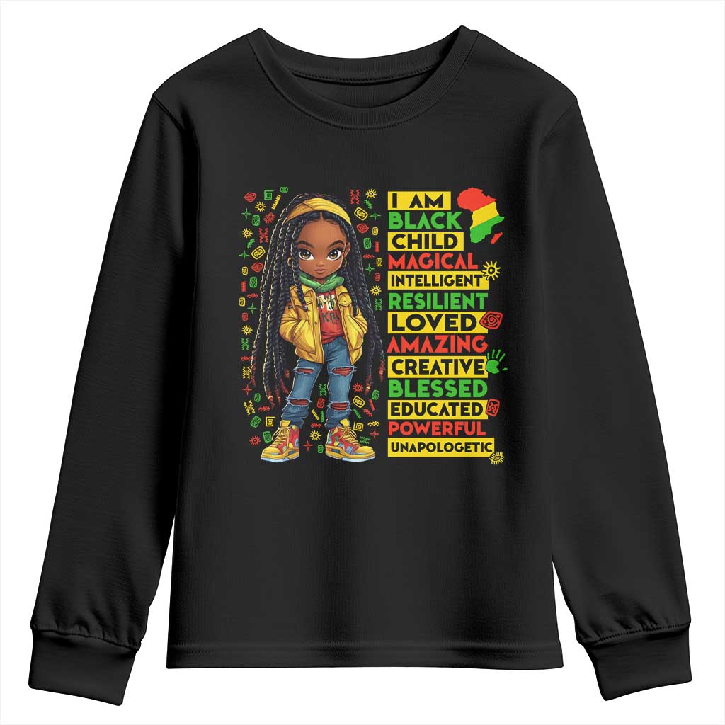 I Am Black Child Youth Sweatshirt Locd Girl African American Pride Black History Month