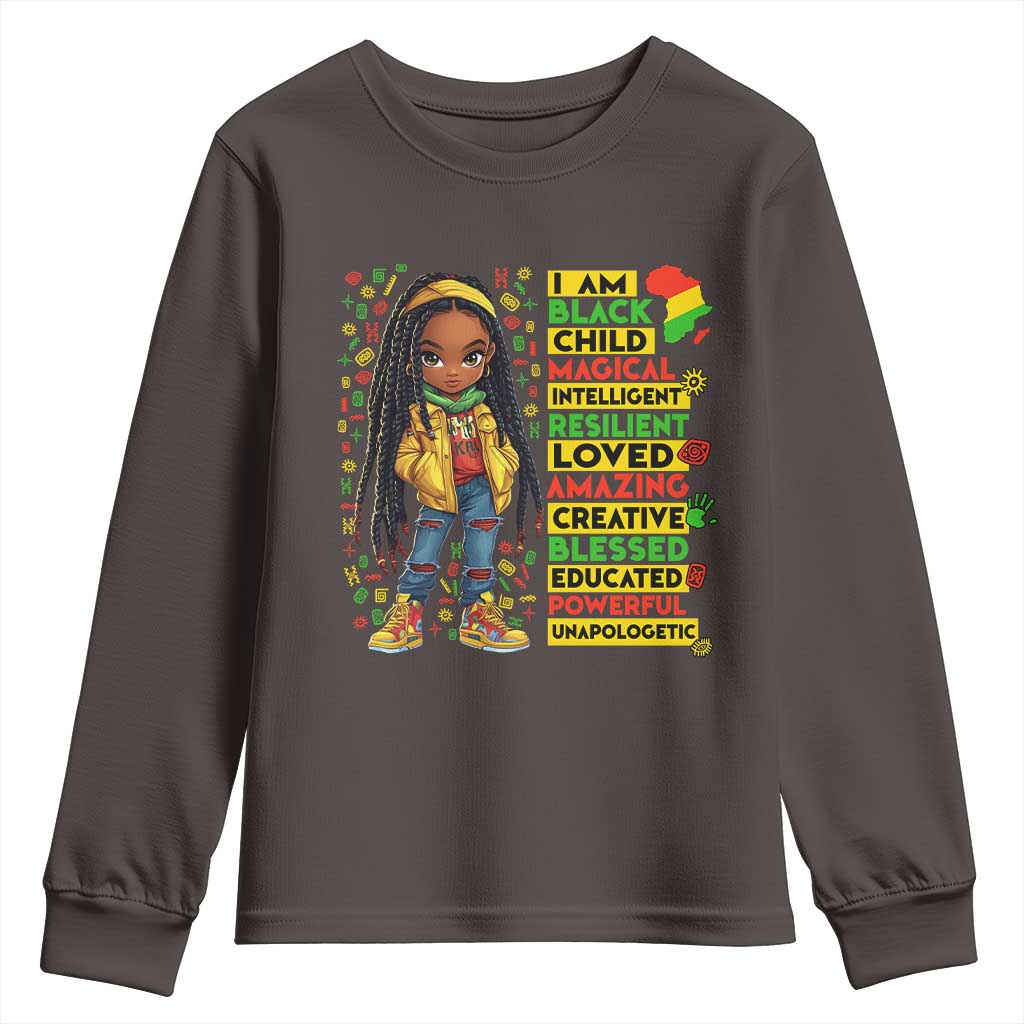 I Am Black Child Youth Sweatshirt Locd Girl African American Pride Black History Month