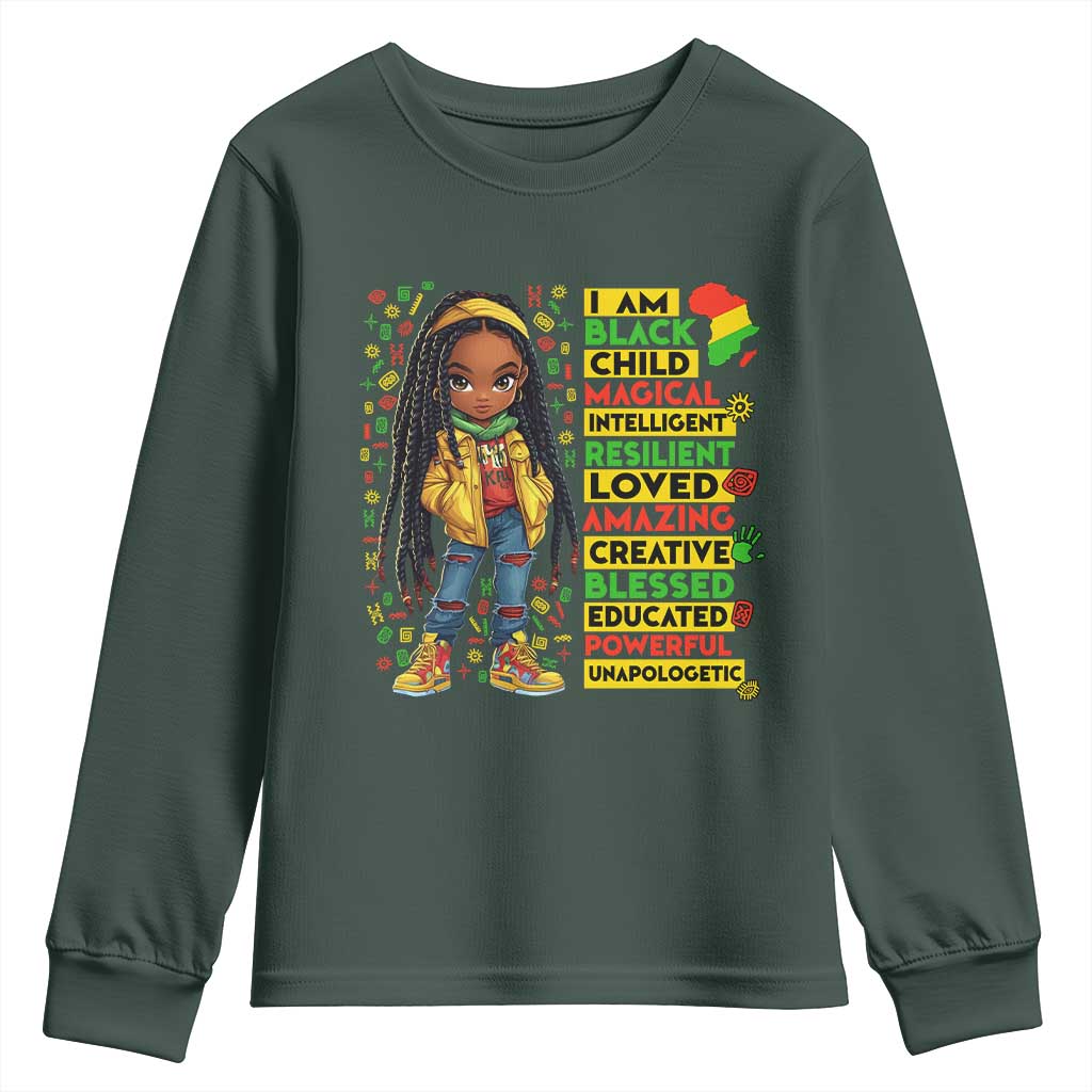 I Am Black Child Youth Sweatshirt Locd Girl African American Pride Black History Month