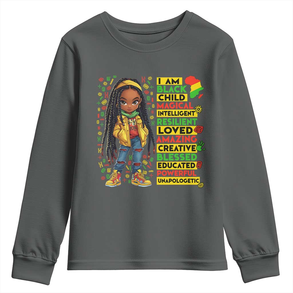 I Am Black Child Youth Sweatshirt Locd Girl African American Pride Black History Month
