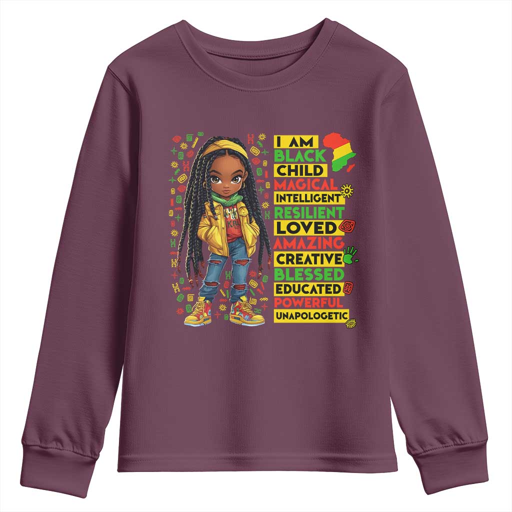 I Am Black Child Youth Sweatshirt Locd Girl African American Pride Black History Month