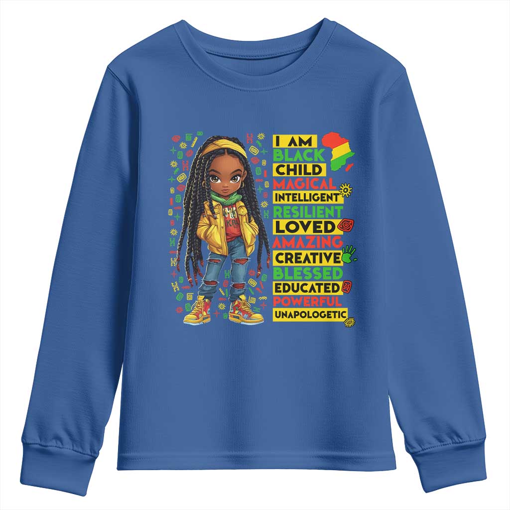 I Am Black Child Youth Sweatshirt Locd Girl African American Pride Black History Month