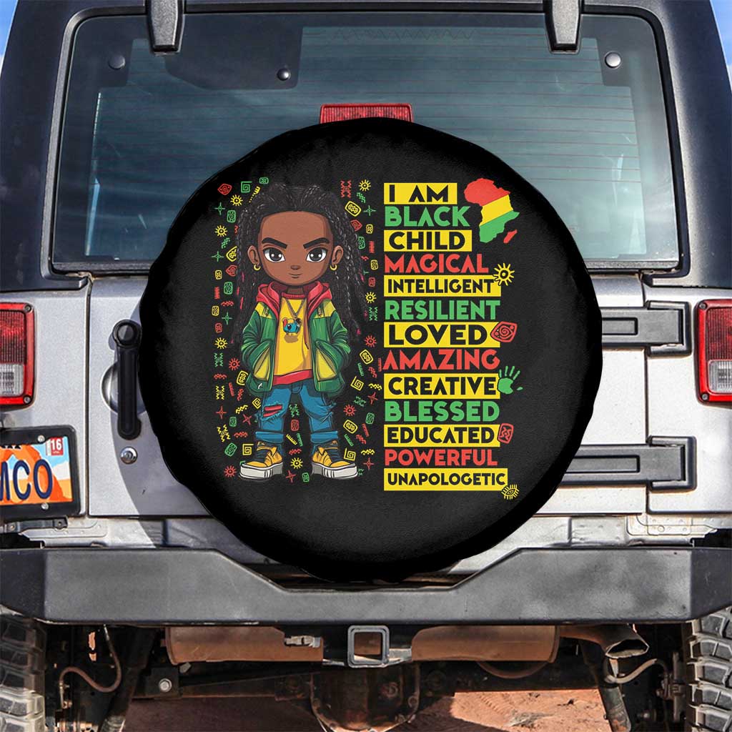 I Am Black Child Spare Tire Cover Locd Boy African American Pride Black History Month