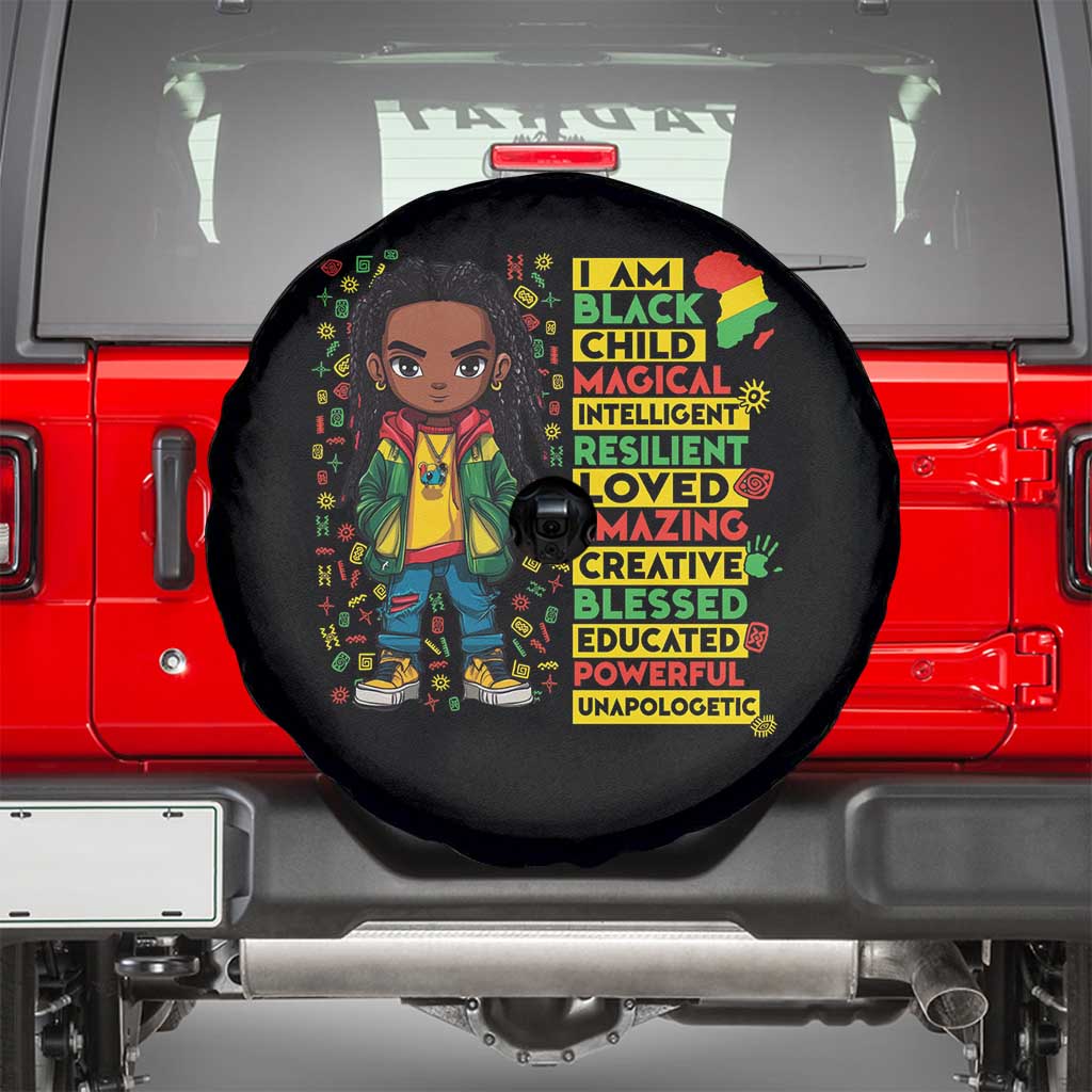 I Am Black Child Spare Tire Cover Locd Boy African American Pride Black History Month
