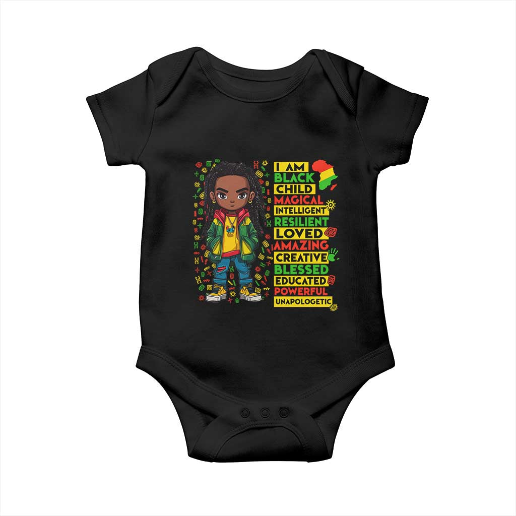 I Am Black Child Baby Onesie Locd Boy African American Pride Black History Month