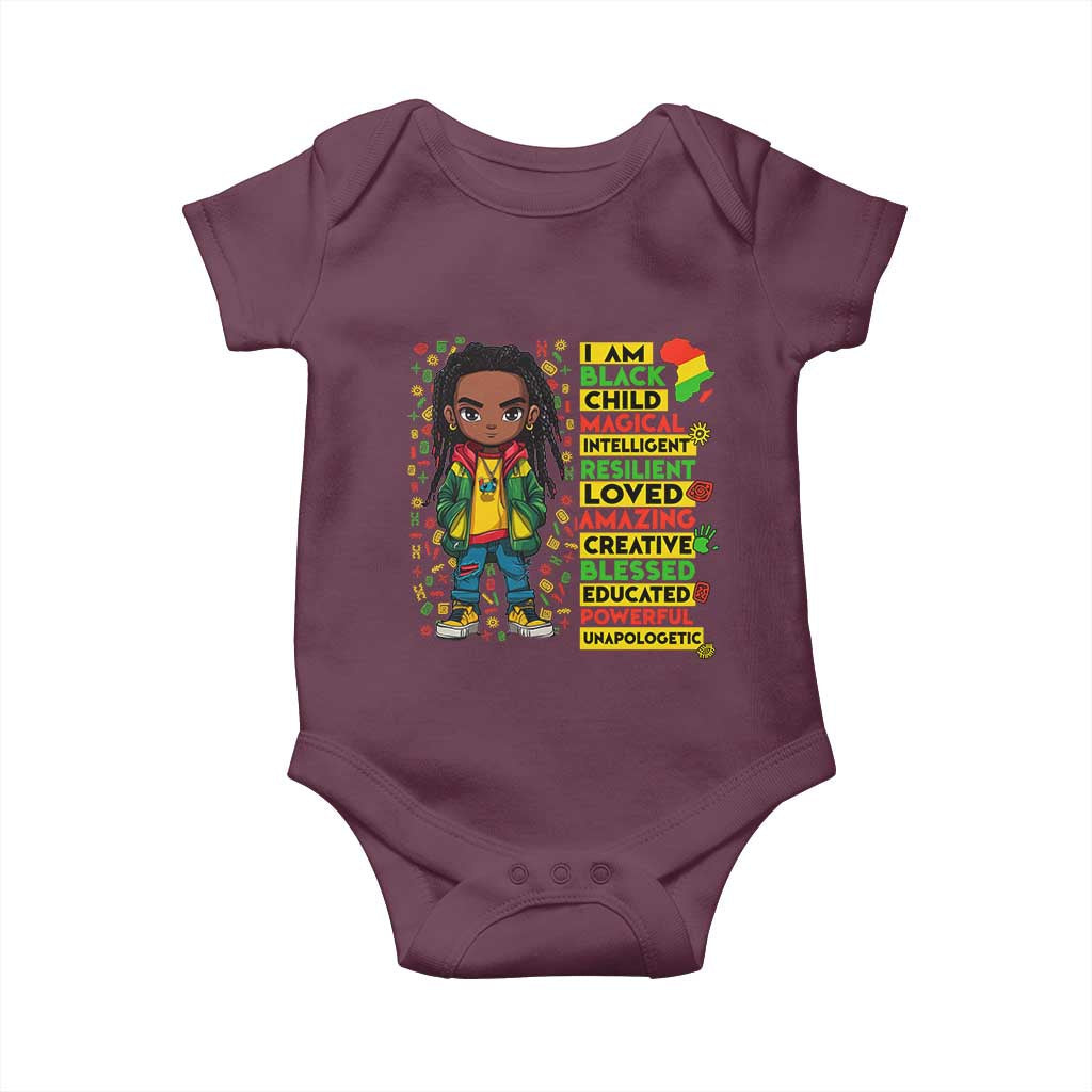I Am Black Child Baby Onesie Locd Boy African American Pride Black History Month