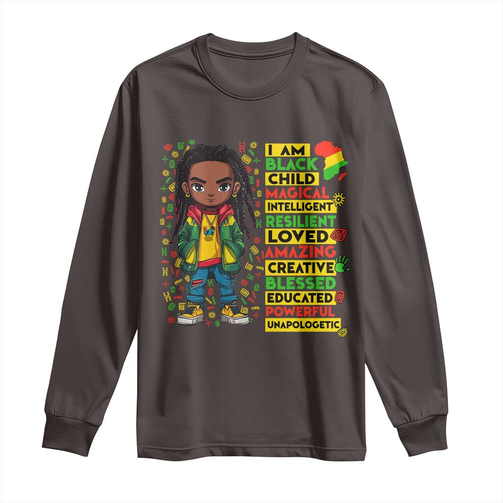 I Am Black Child Long Sleeve Shirt Locd Boy African American Pride Black History Month