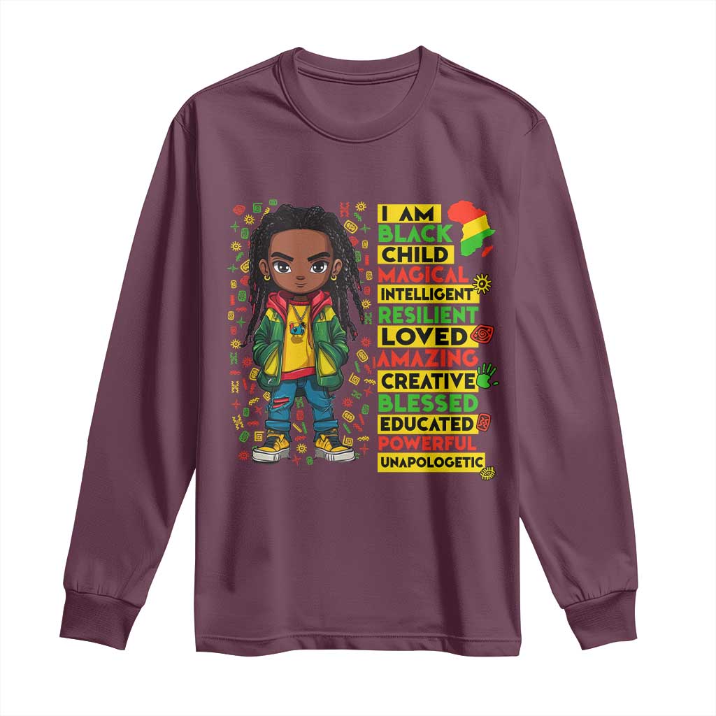 I Am Black Child Long Sleeve Shirt Locd Boy African American Pride Black History Month