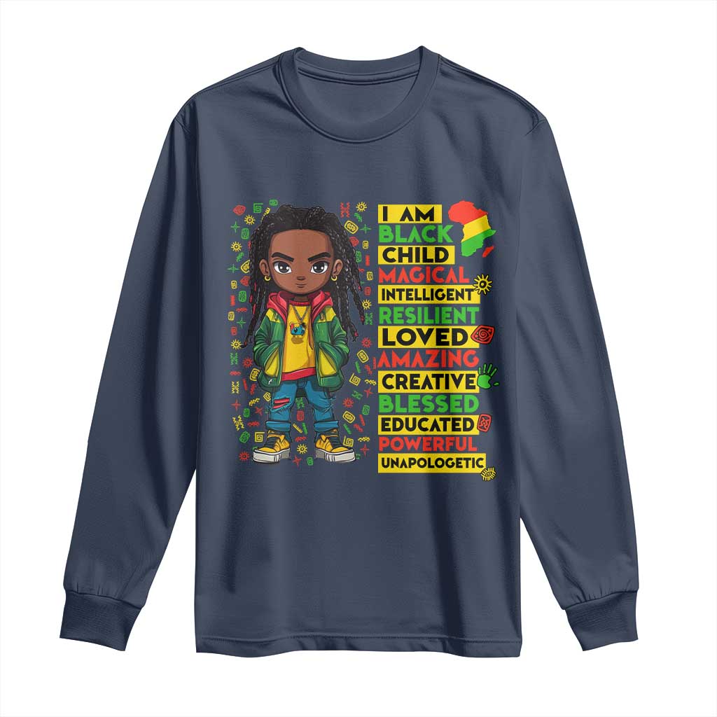 I Am Black Child Long Sleeve Shirt Locd Boy African American Pride Black History Month