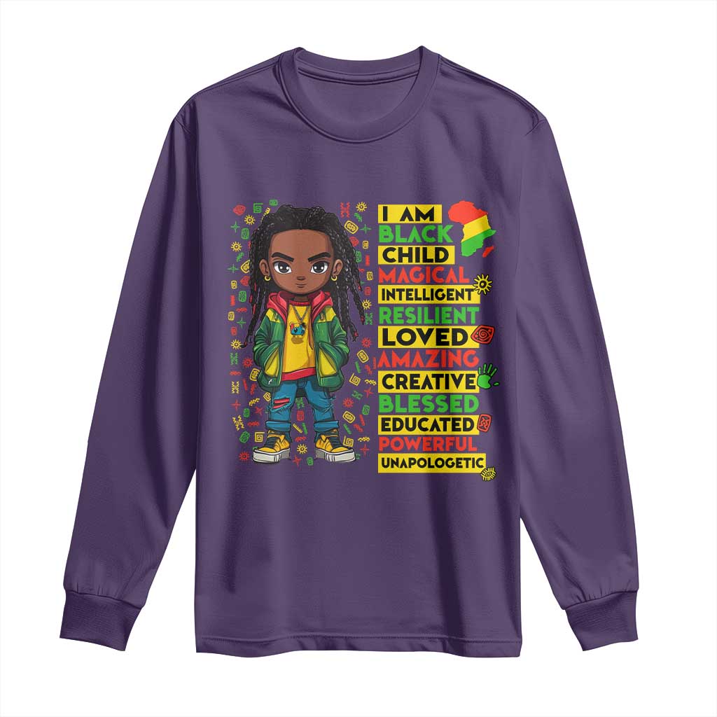 I Am Black Child Long Sleeve Shirt Locd Boy African American Pride Black History Month