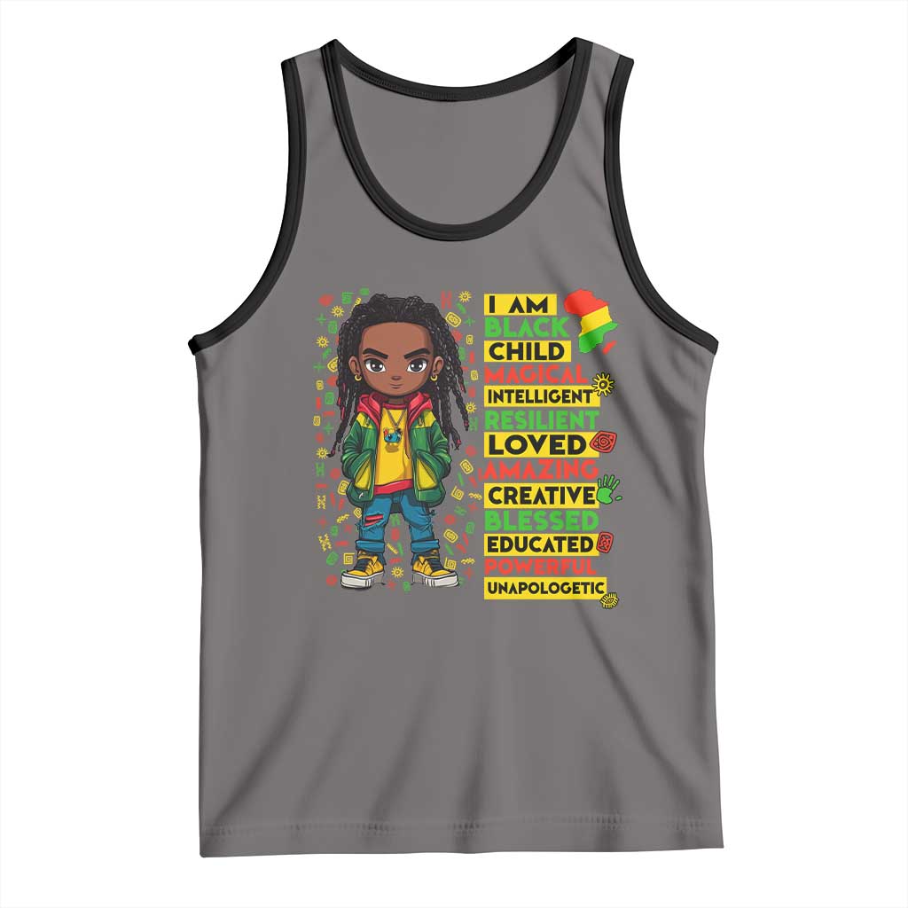 I Am Black Child Tank Top Locd Boy African American Pride Black History Month