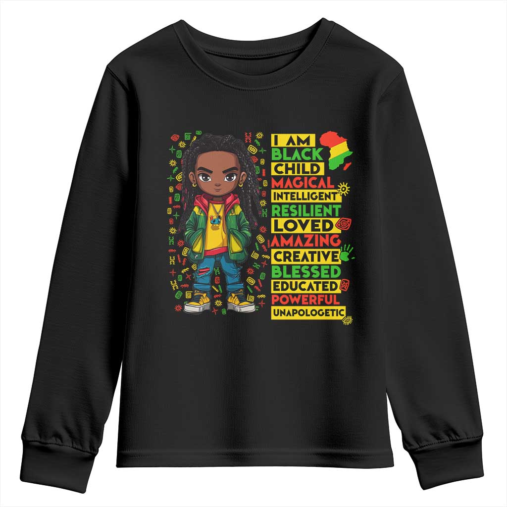 I Am Black Child Youth Sweatshirt Locd Boy African American Pride Black History Month