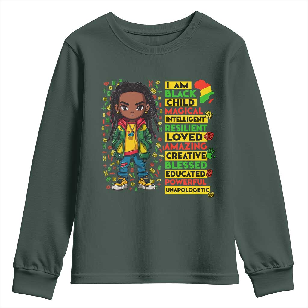 I Am Black Child Youth Sweatshirt Locd Boy African American Pride Black History Month