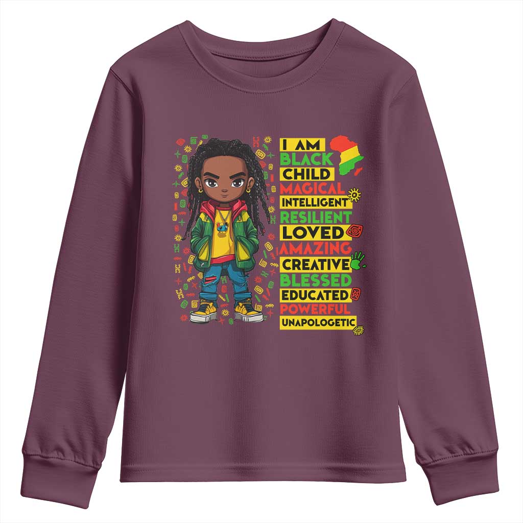 I Am Black Child Youth Sweatshirt Locd Boy African American Pride Black History Month