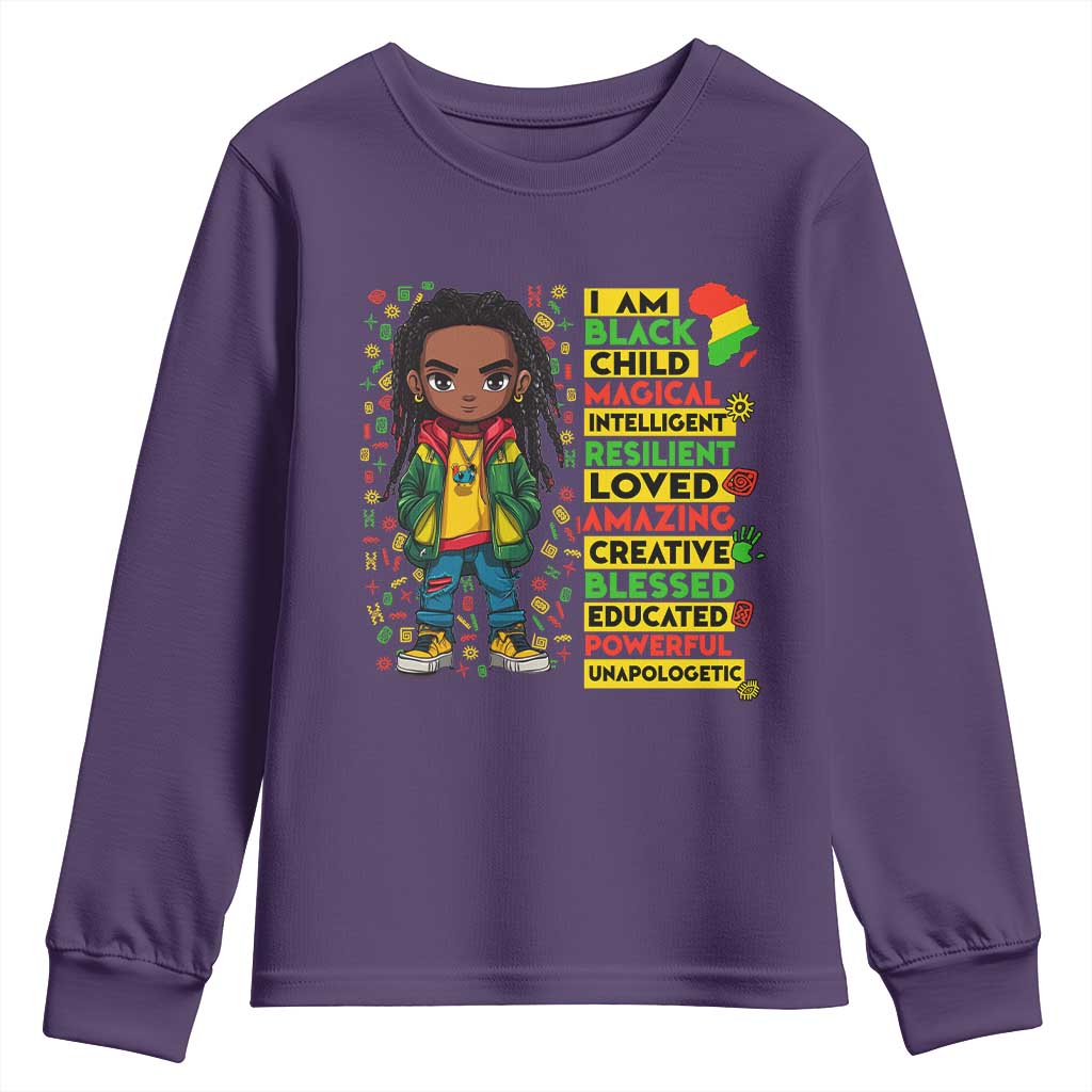 I Am Black Child Youth Sweatshirt Locd Boy African American Pride Black History Month