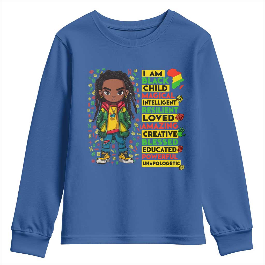 I Am Black Child Youth Sweatshirt Locd Boy African American Pride Black History Month