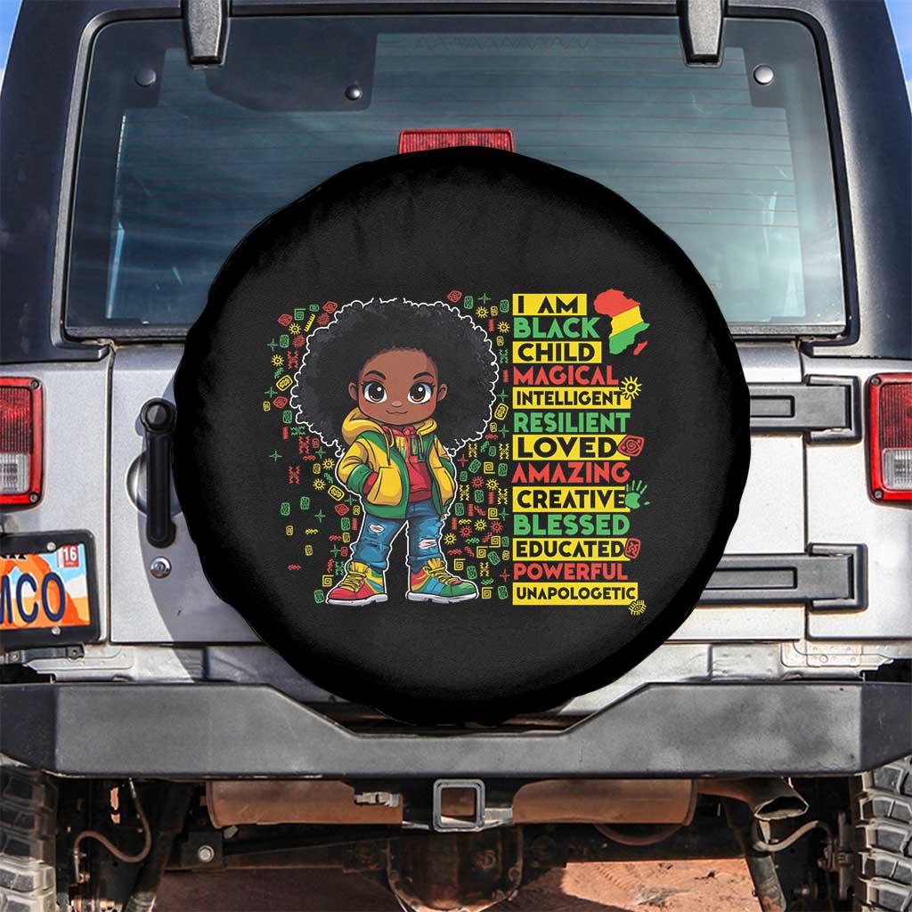I Am Black Child Spare Tire Cover Afro Girl African American Pride Black History Month