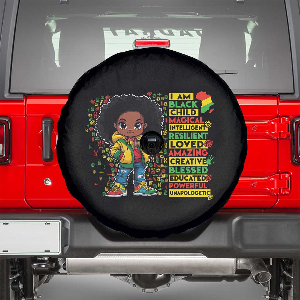 I Am Black Child Spare Tire Cover Afro Girl African American Pride Black History Month