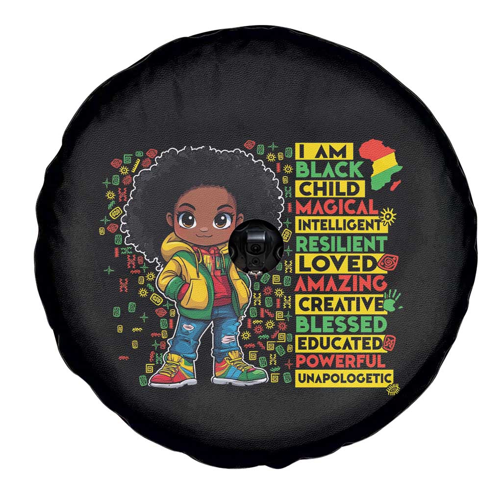 I Am Black Child Spare Tire Cover Afro Girl African American Pride Black History Month