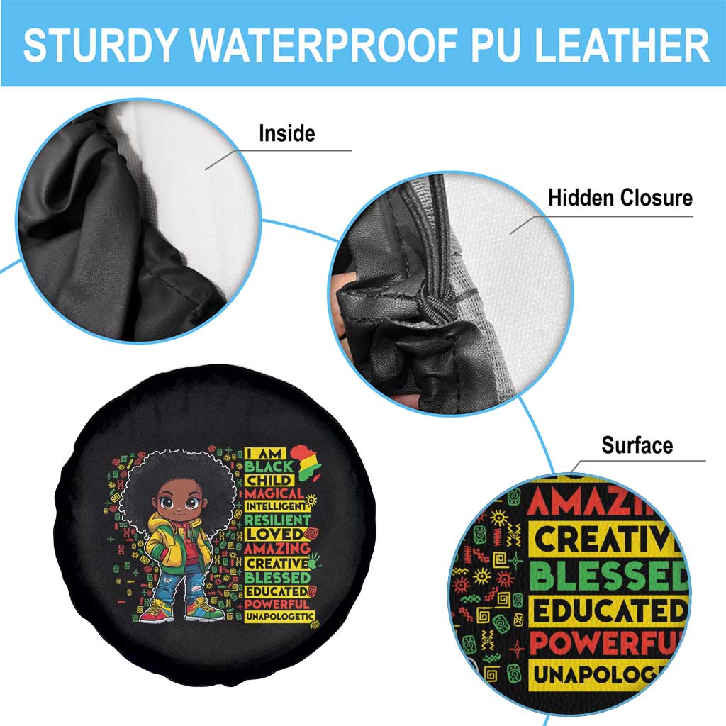 I Am Black Child Spare Tire Cover Afro Girl African American Pride Black History Month