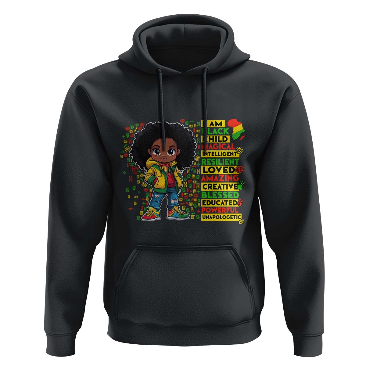 I Am Black Child Hoodie Afro Girl African American Pride Black History Month