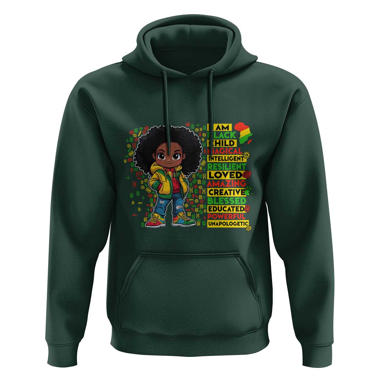 I Am Black Child Hoodie Afro Girl African American Pride Black History Month