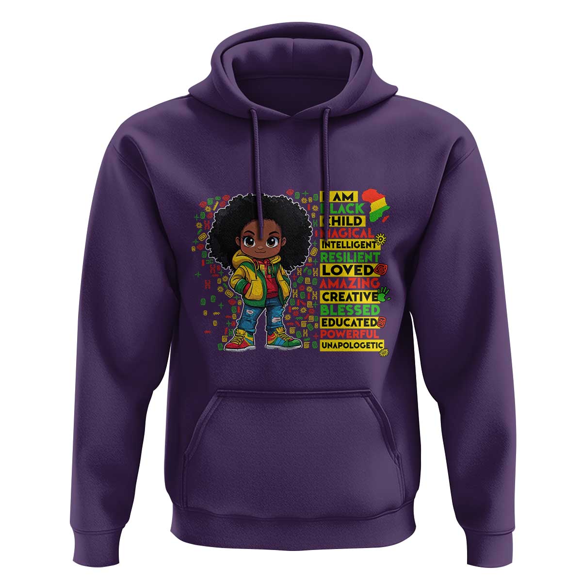 I Am Black Child Hoodie Afro Girl African American Pride Black History Month