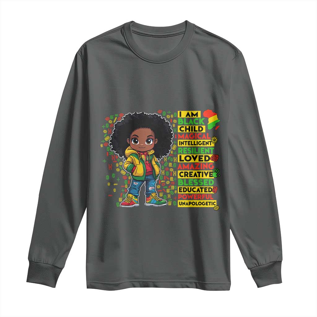 I Am Black Child Long Sleeve Shirt Afro Girl African American Pride Black History Month