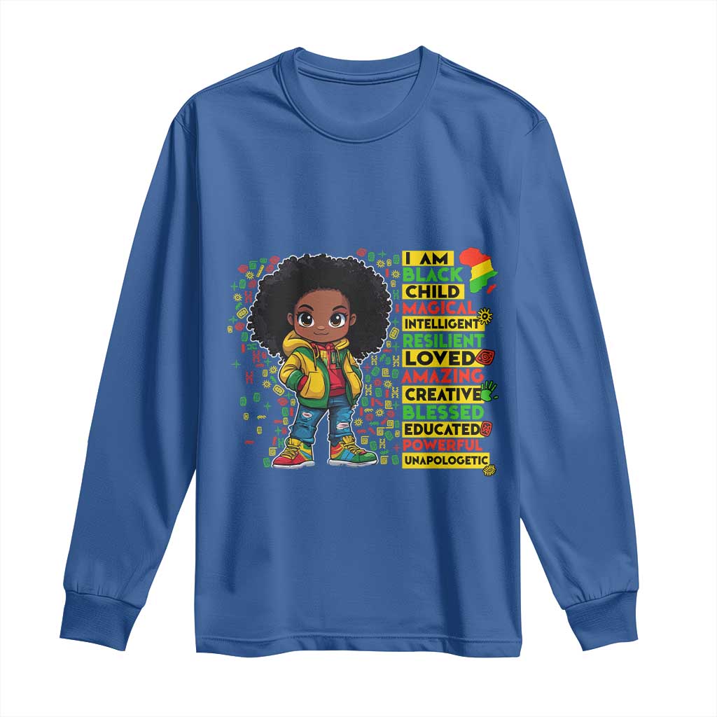 I Am Black Child Long Sleeve Shirt Afro Girl African American Pride Black History Month
