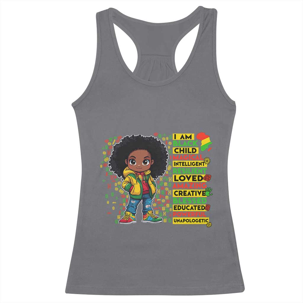 I Am Black Child Racerback Tank Top Afro Girl African American Pride Black History Month