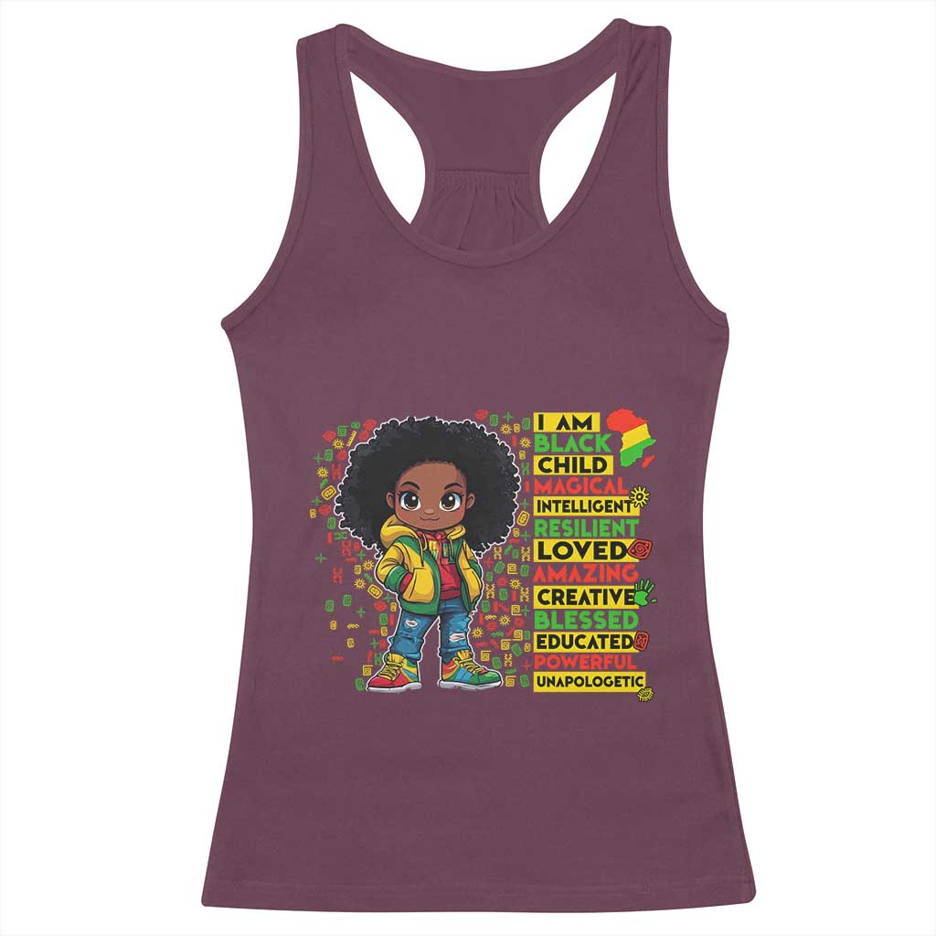 I Am Black Child Racerback Tank Top Afro Girl African American Pride Black History Month