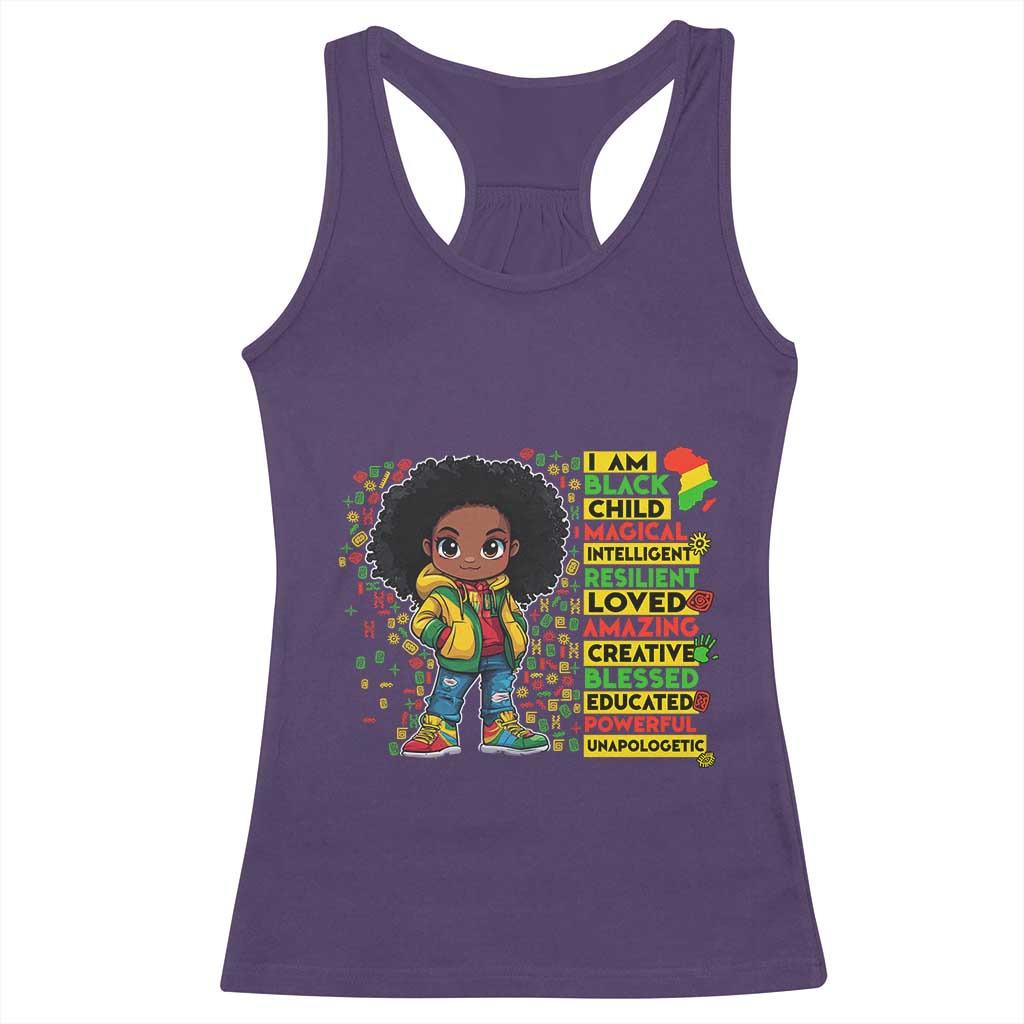 I Am Black Child Racerback Tank Top Afro Girl African American Pride Black History Month