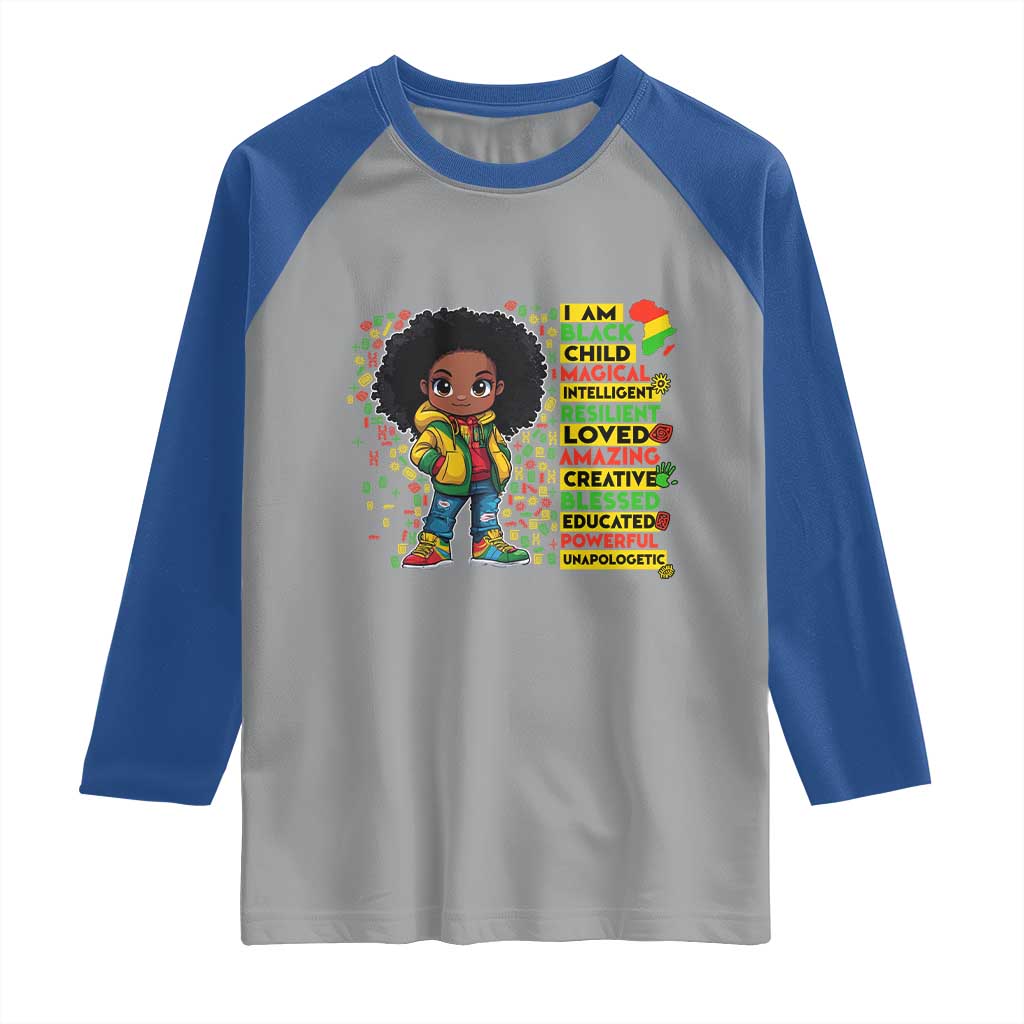 I Am Black Child Raglan Shirt Afro African American Pride Black History Month