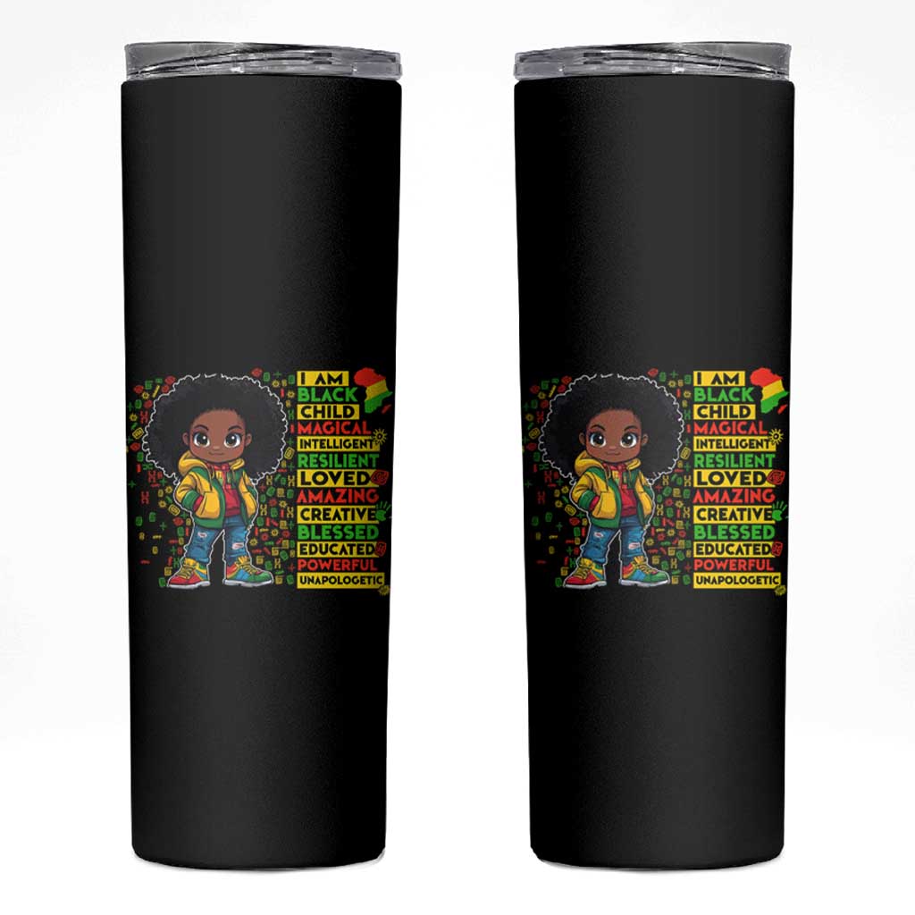 I Am Black Child Skinny Tumbler Afro Girl African American Pride Black History Month