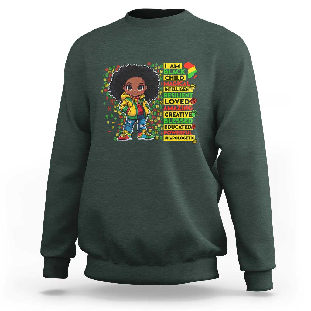 I Am Black Child Sweatshirt Afro Girl African American Pride Black History Month