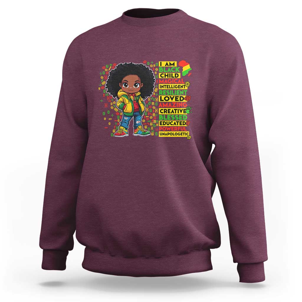 I Am Black Child Sweatshirt Afro Girl African American Pride Black History Month