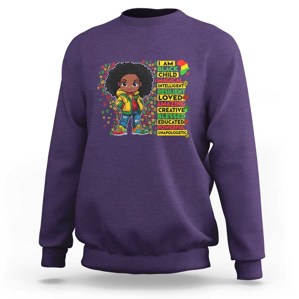 I Am Black Child Sweatshirt Afro Girl African American Pride Black History Month