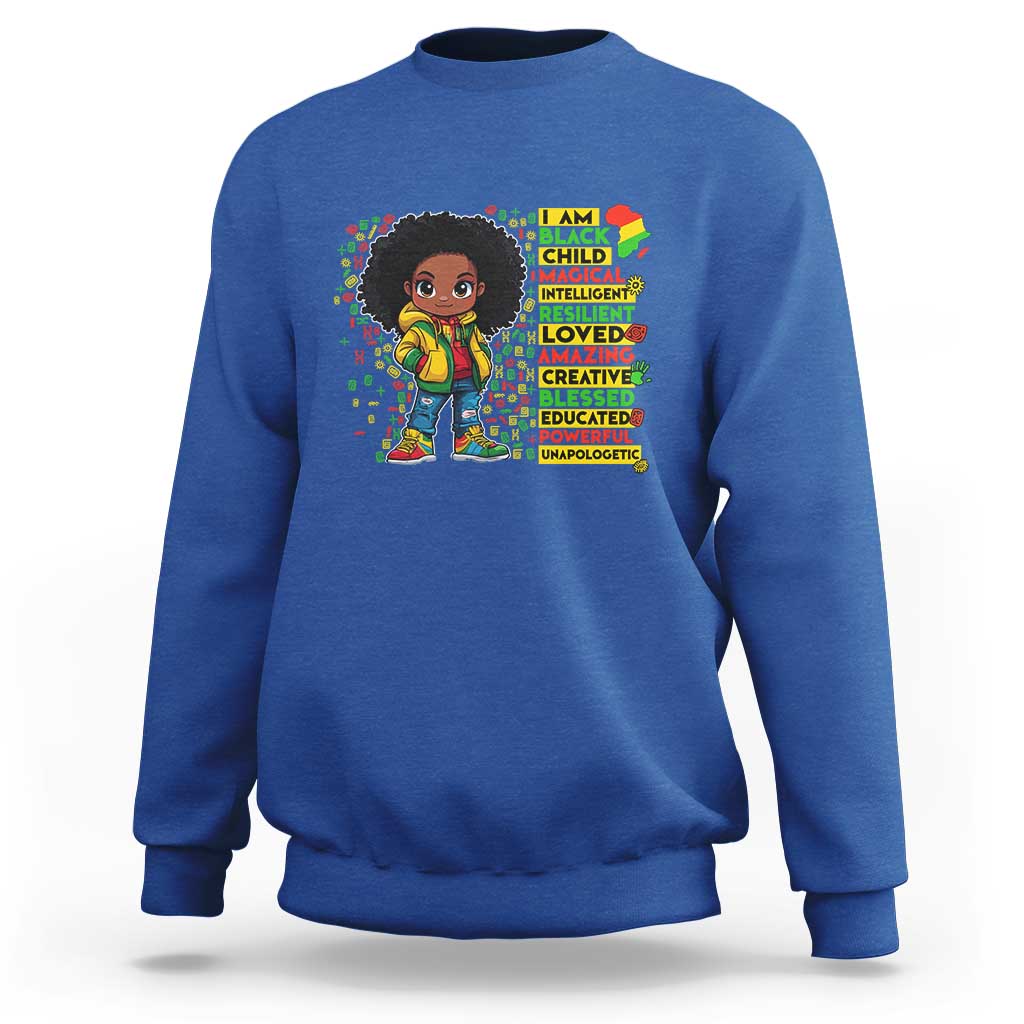 I Am Black Child Sweatshirt Afro Girl African American Pride Black History Month