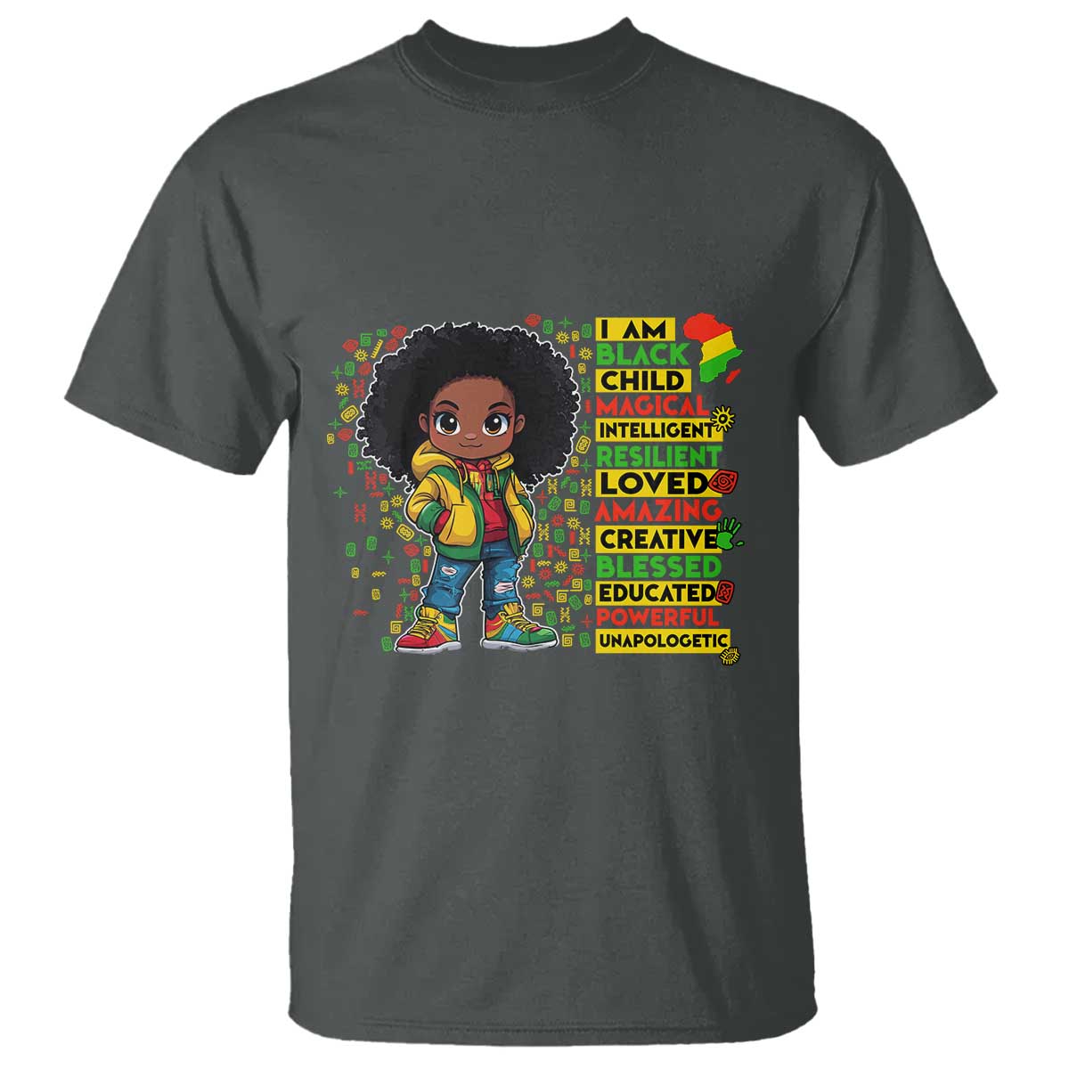 I Am Black Child T Shirt Afro Girl African American Pride Black History Month
