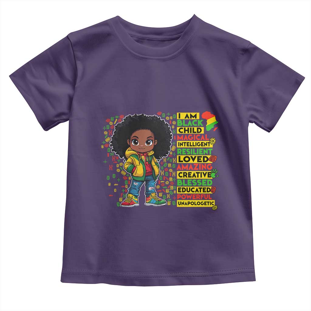 I Am Black Child Toddler T Shirt Afro Girl African American Pride Black History Month