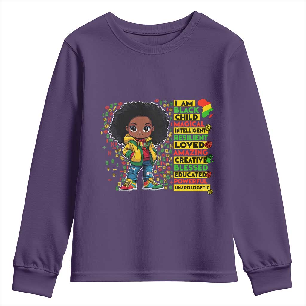 I Am Black Child Youth Sweatshirt Afro Girl African American Pride Black History Month