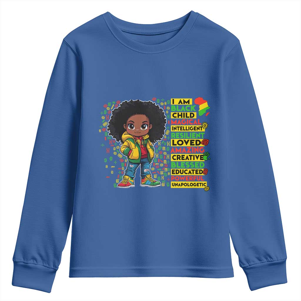 I Am Black Child Youth Sweatshirt Afro Girl African American Pride Black History Month